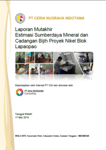 Resources and Reserves Estimation for FS Document of PT Ceria Nugraha Indotama