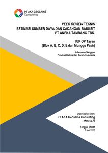 Technical Peer Review IUP OP Tayan of PT Aneka Tambang Tbk.